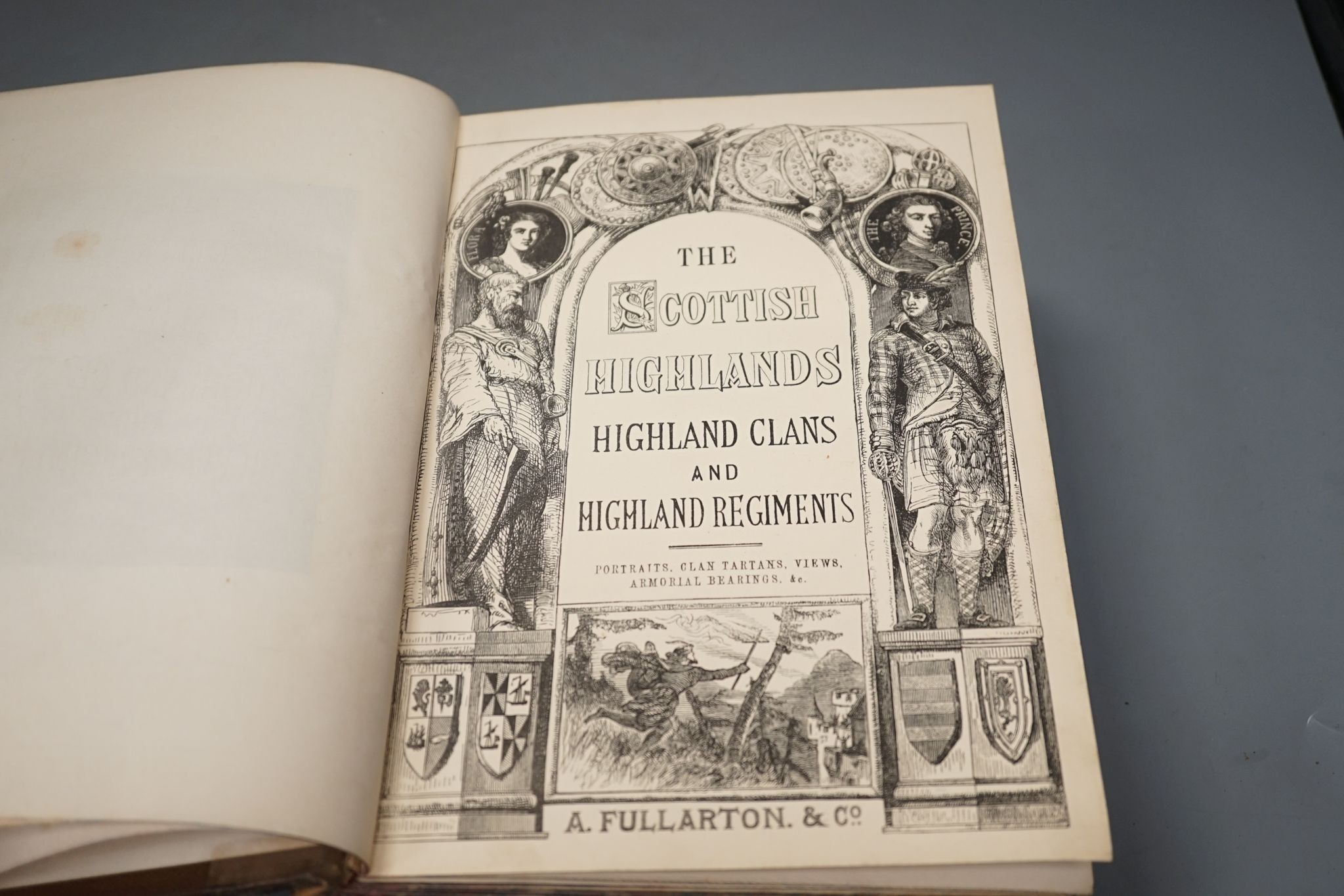 Keltie, John S. (editor) - A History of the Scottish Highlands, Highland Clans and Highland Regiments ... 2 vols, pictorial and printed titles, coloured and mounted cloth tartan plates